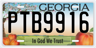 GA license plate PTB9916