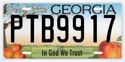 GA license plate PTB9917