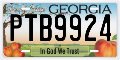 GA license plate PTB9924