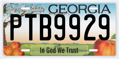 GA license plate PTB9929