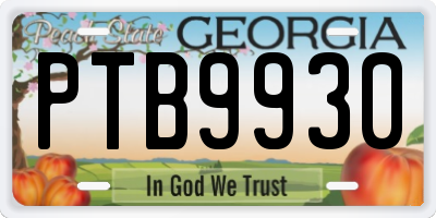 GA license plate PTB9930