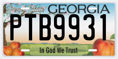 GA license plate PTB9931