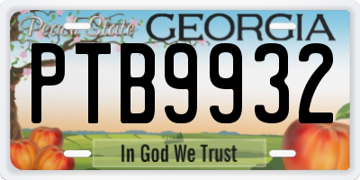 GA license plate PTB9932