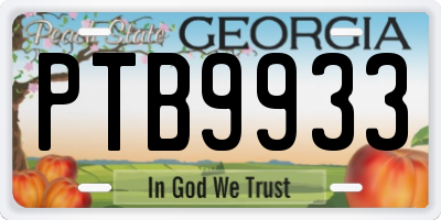 GA license plate PTB9933
