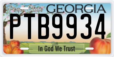 GA license plate PTB9934