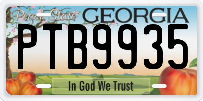 GA license plate PTB9935