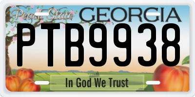 GA license plate PTB9938