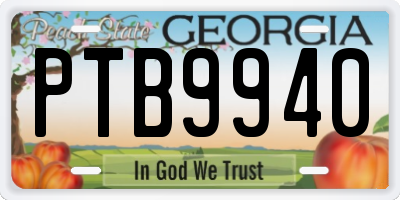 GA license plate PTB9940