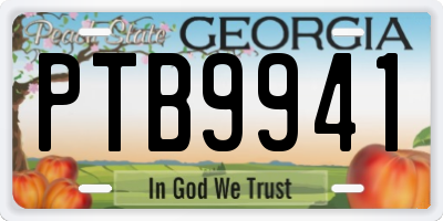 GA license plate PTB9941