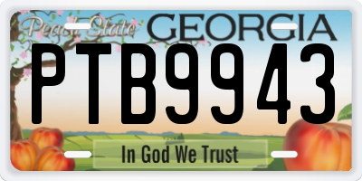 GA license plate PTB9943