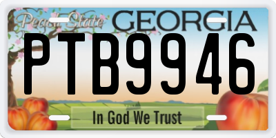 GA license plate PTB9946