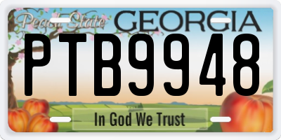 GA license plate PTB9948