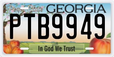 GA license plate PTB9949