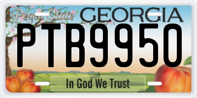 GA license plate PTB9950