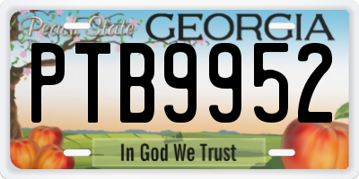 GA license plate PTB9952