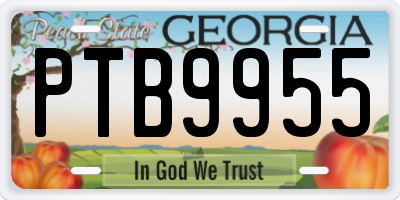 GA license plate PTB9955