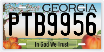 GA license plate PTB9956