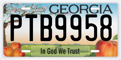 GA license plate PTB9958