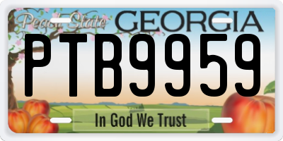 GA license plate PTB9959
