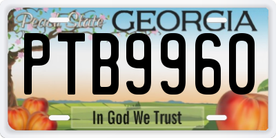 GA license plate PTB9960