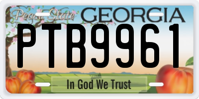 GA license plate PTB9961