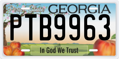 GA license plate PTB9963
