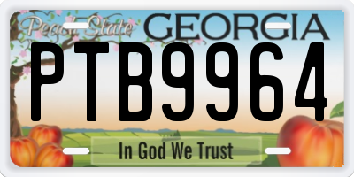 GA license plate PTB9964