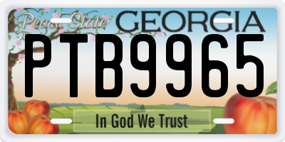 GA license plate PTB9965