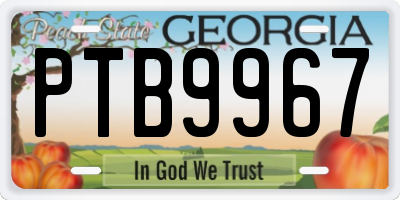 GA license plate PTB9967