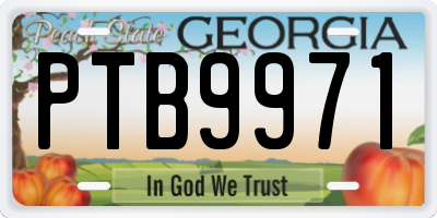 GA license plate PTB9971