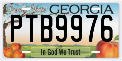 GA license plate PTB9976