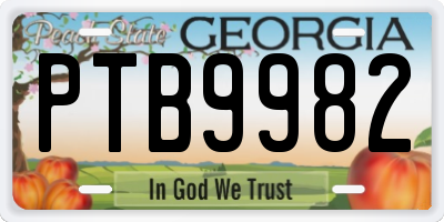 GA license plate PTB9982