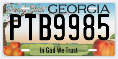 GA license plate PTB9985