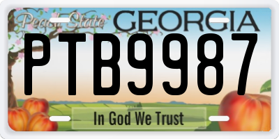 GA license plate PTB9987