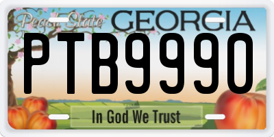 GA license plate PTB9990