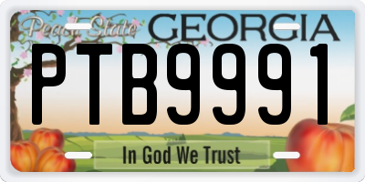 GA license plate PTB9991