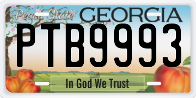GA license plate PTB9993