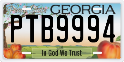 GA license plate PTB9994