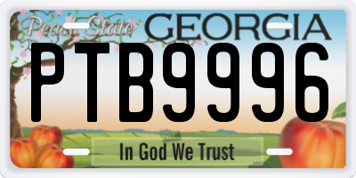 GA license plate PTB9996