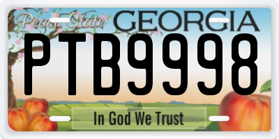 GA license plate PTB9998