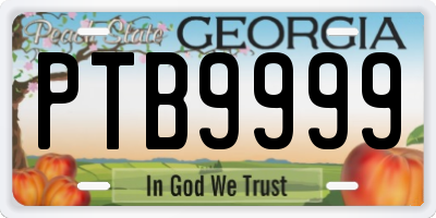 GA license plate PTB9999