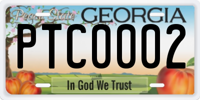 GA license plate PTC0002