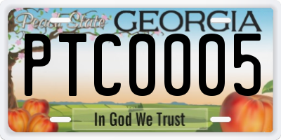 GA license plate PTC0005