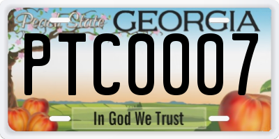 GA license plate PTC0007