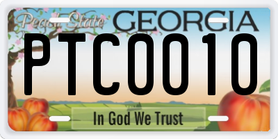 GA license plate PTC0010