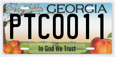 GA license plate PTC0011