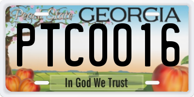 GA license plate PTC0016