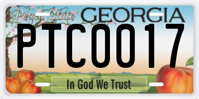 GA license plate PTC0017