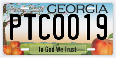GA license plate PTC0019