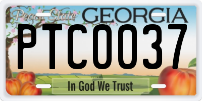 GA license plate PTC0037
